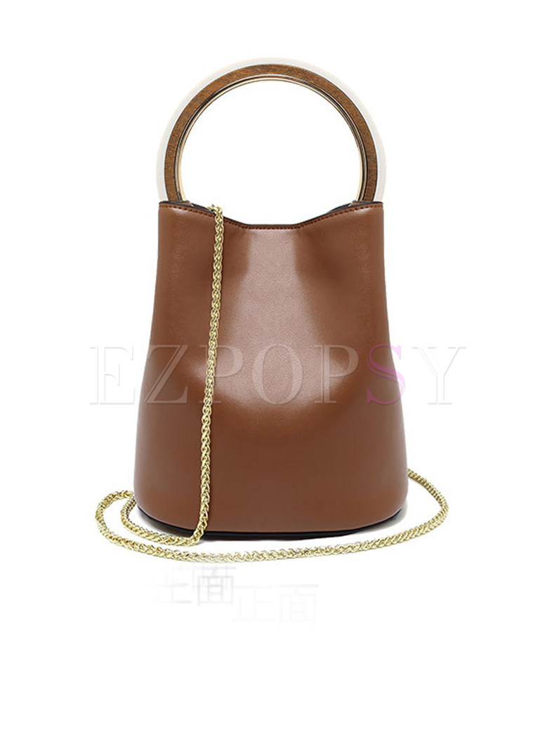 Chic Ring Magnetic Lock Top Handle & Chain Tote Bag