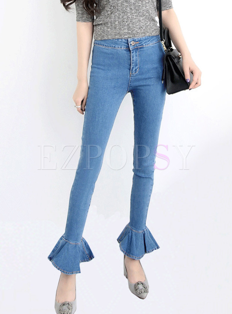 Elegant Slim High Waist Flare Jeans