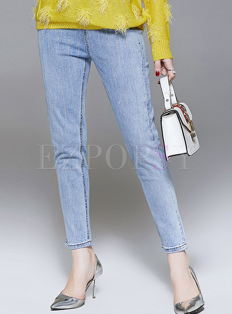 Autumn Light Blue Easy-matching Pencil Jeans