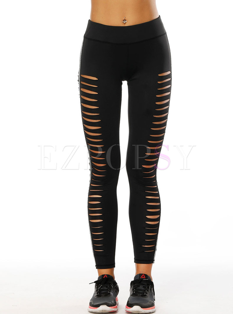 Chic High Waist Hollow Out Dry Fast Fitness Pants