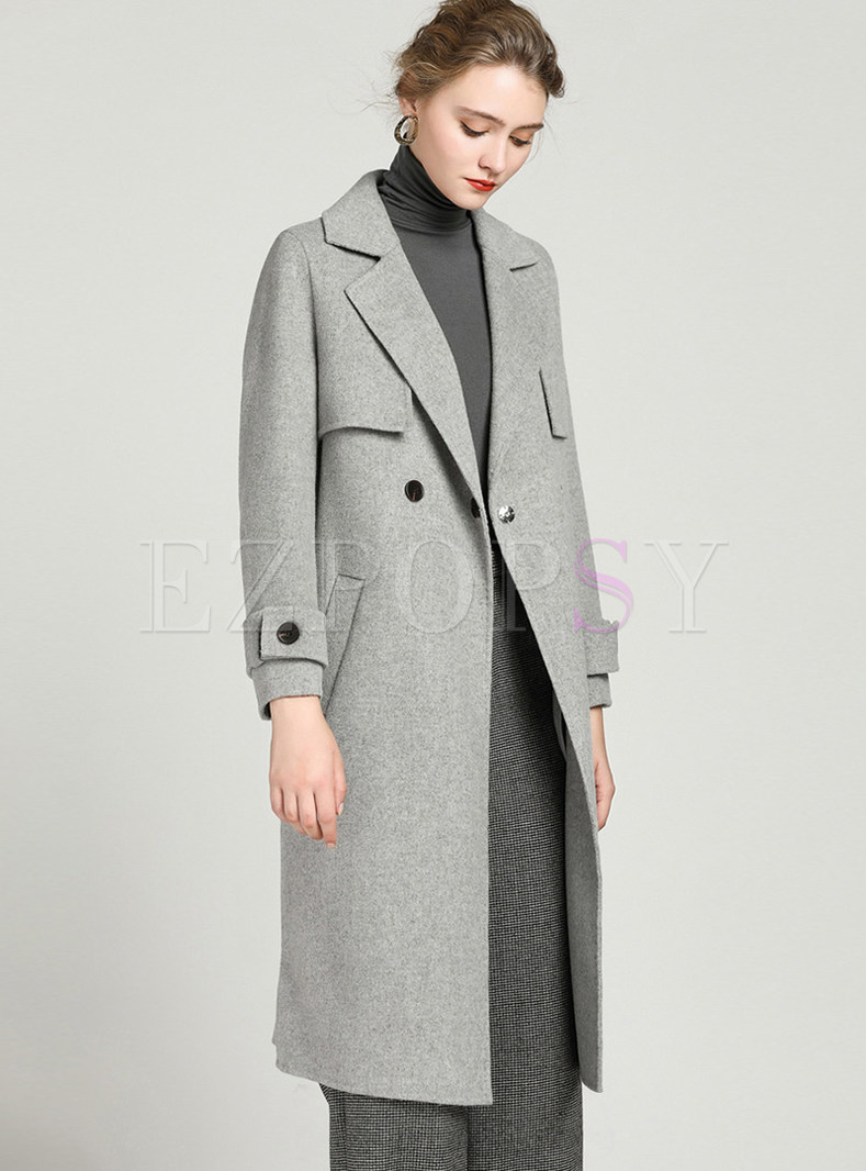 Outwear | Jackets/Coats | Stylish Notched Pocket Slim Knee-length Overcoat