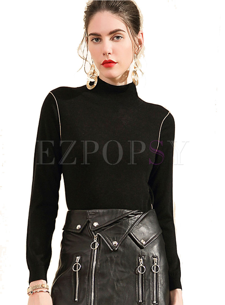Autumn Pure Color High Neck Bottoming Sweater