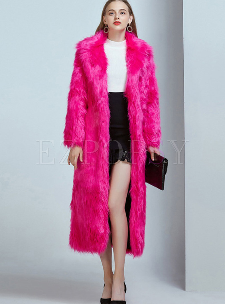 Solid Color Single-breasted Faux Shearling Coat