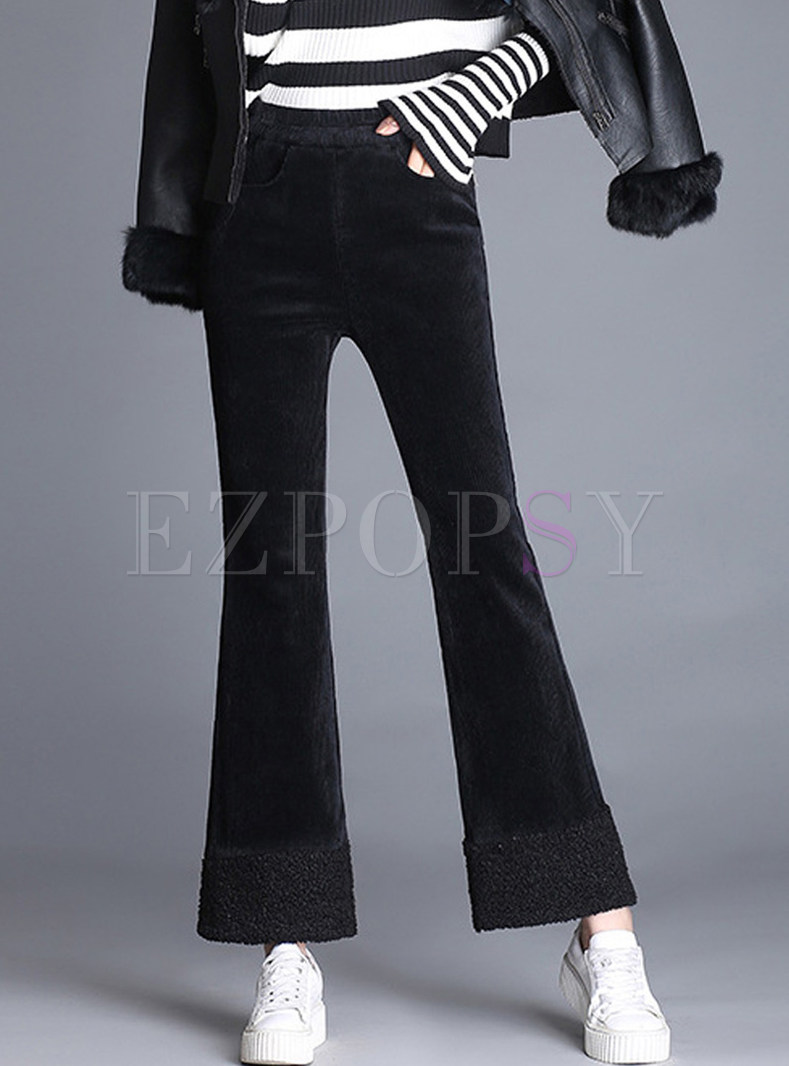 Brief Pure Color High Waist Slim Long Flare Pants