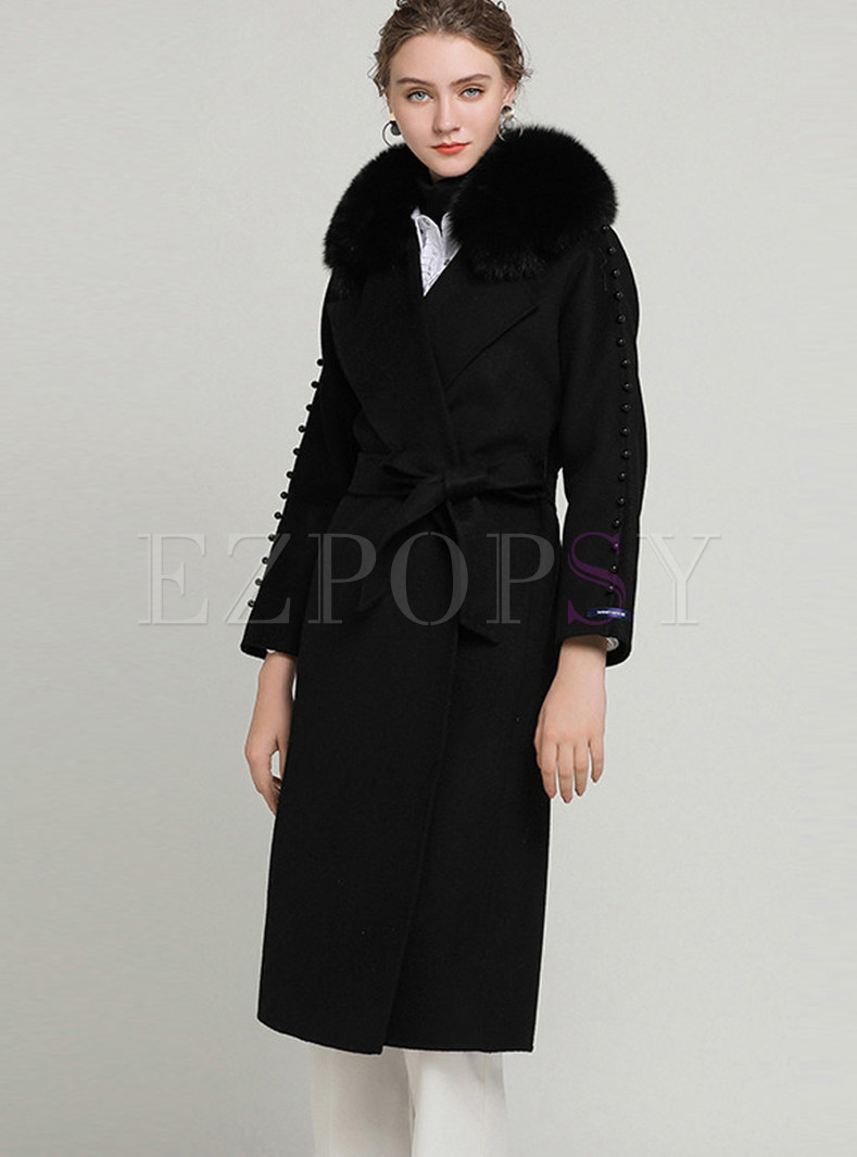 Chic Double-Cashmere Notched Long Sleeve Overcoat