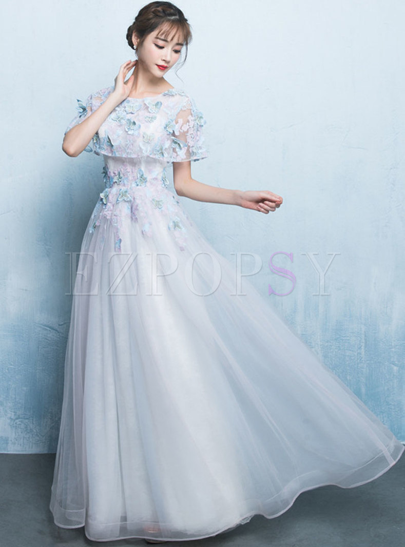 Chic Stereoscopic Butterfly Slim Gauze Prom Dress