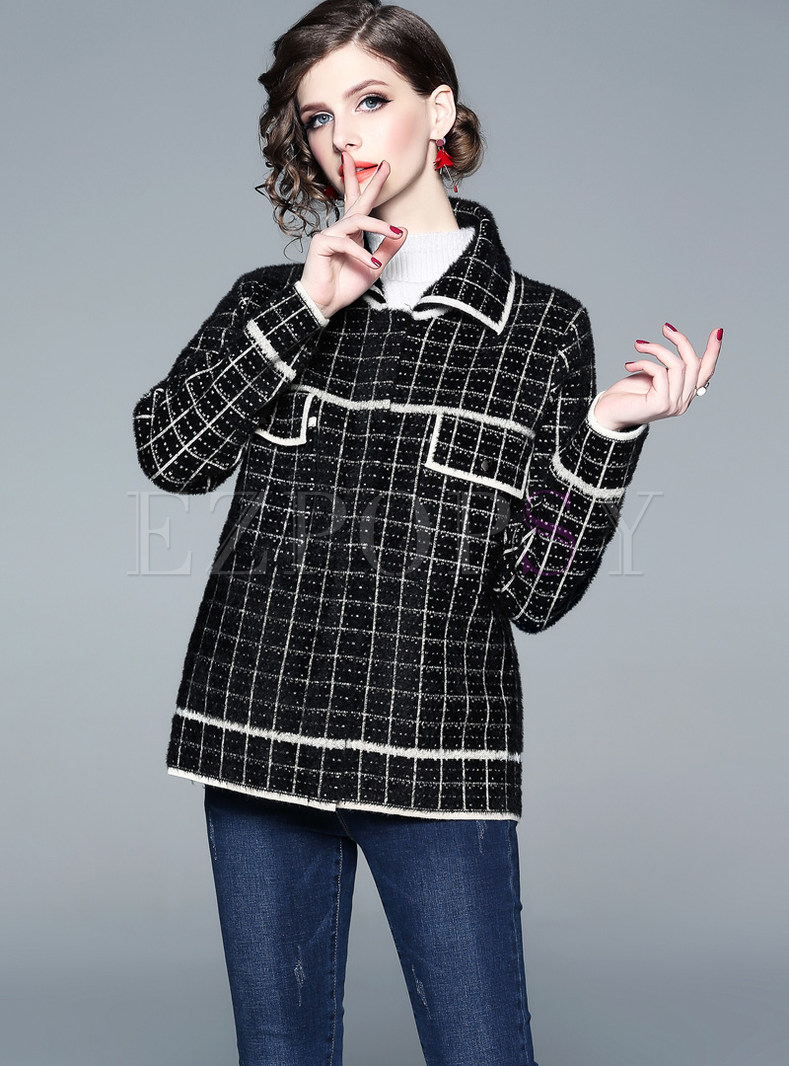 Autumn Turn-down Collar Long Sleeve Cropped Coat 