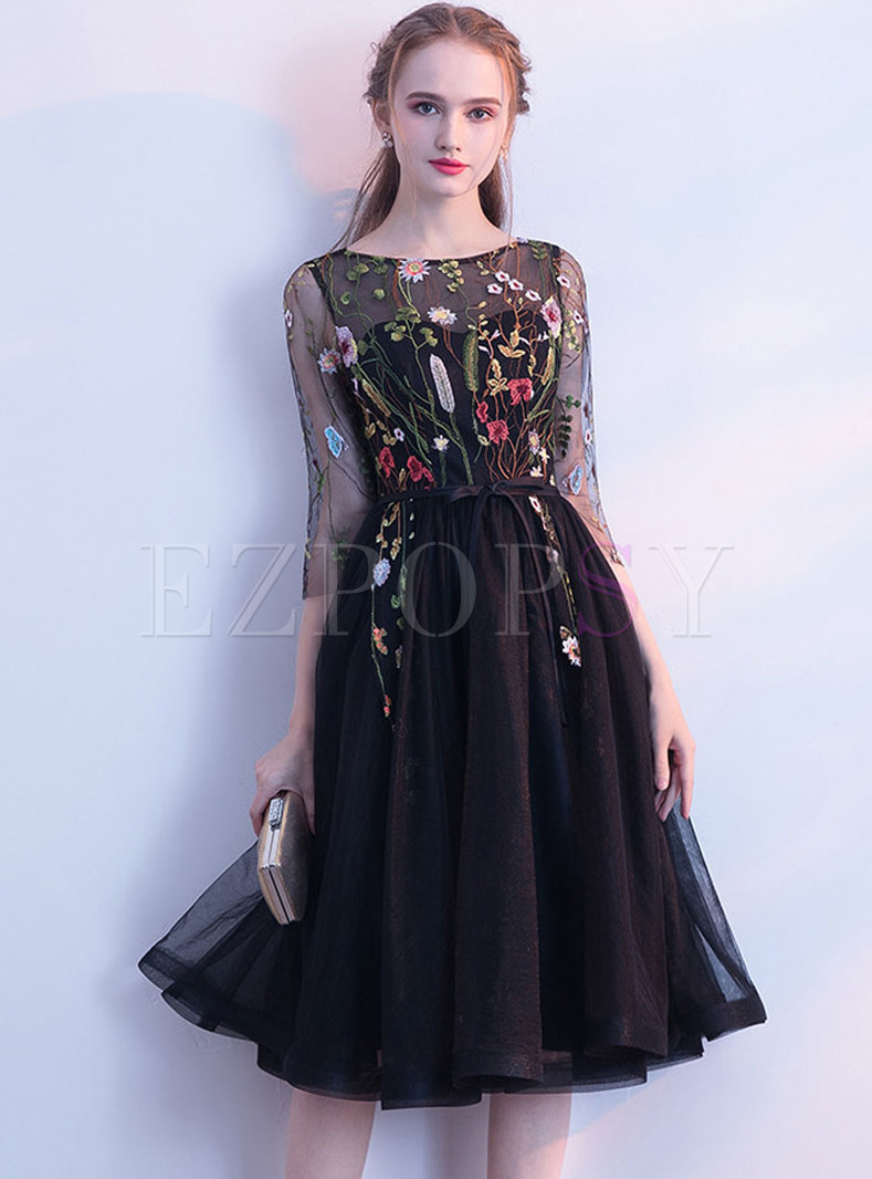 black mesh formal dress