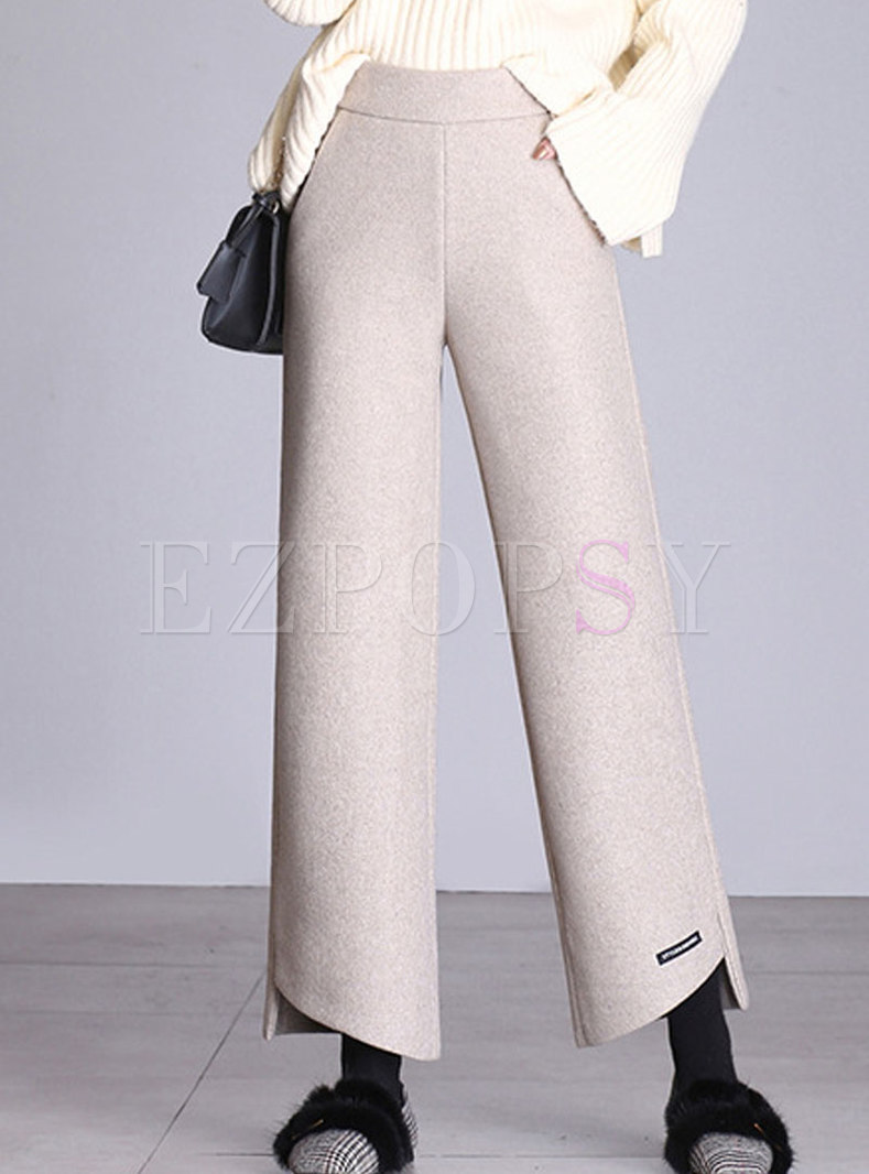 Stylish Elegant Waist Asymmetric Straight Pants