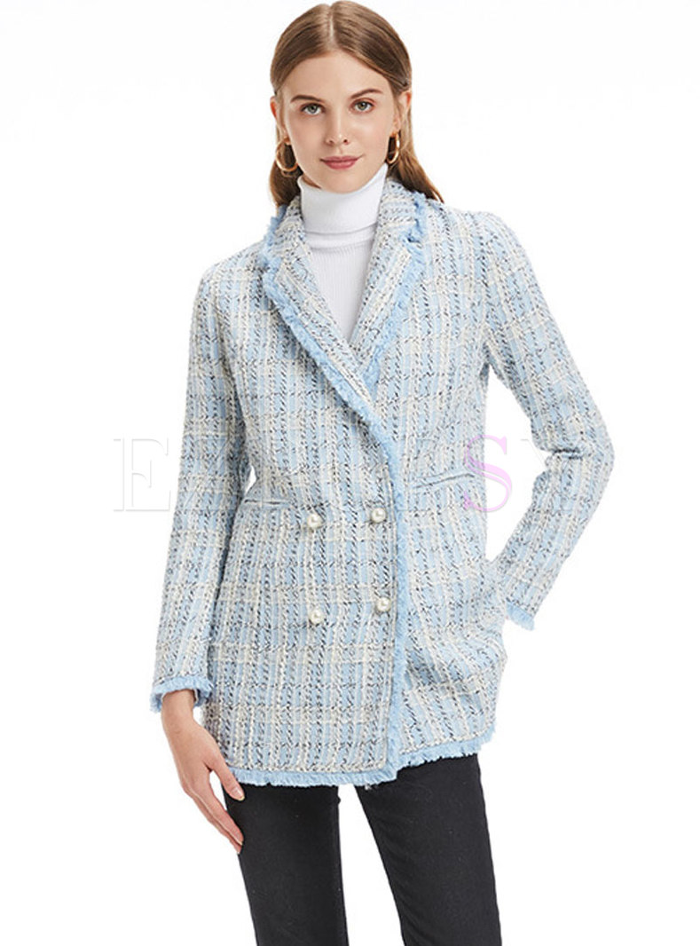 Outwear | Jackets/Coats | Light Blue Tweed Hairy Coat With Single-breasted