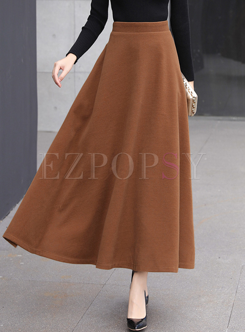 Skirts | Skirts | Solid Color High Waisted Big Hem Maxi Skirt