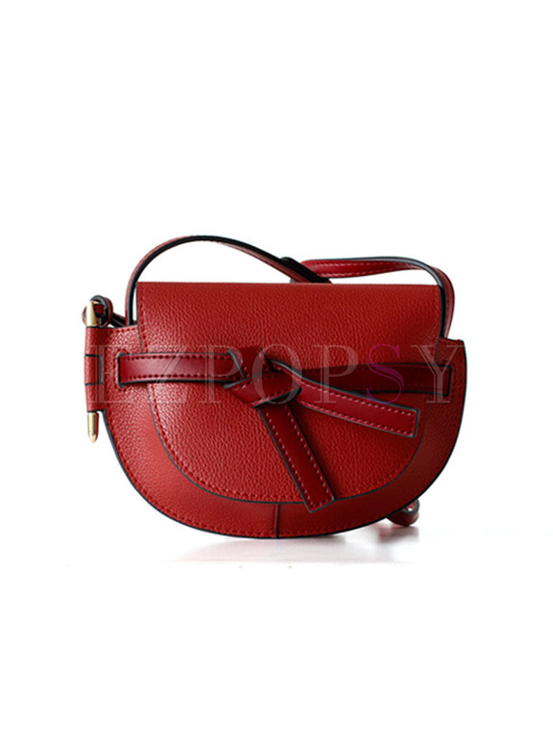 Chic Mini Genuine Leather Crossbody Bag With Bowknot 