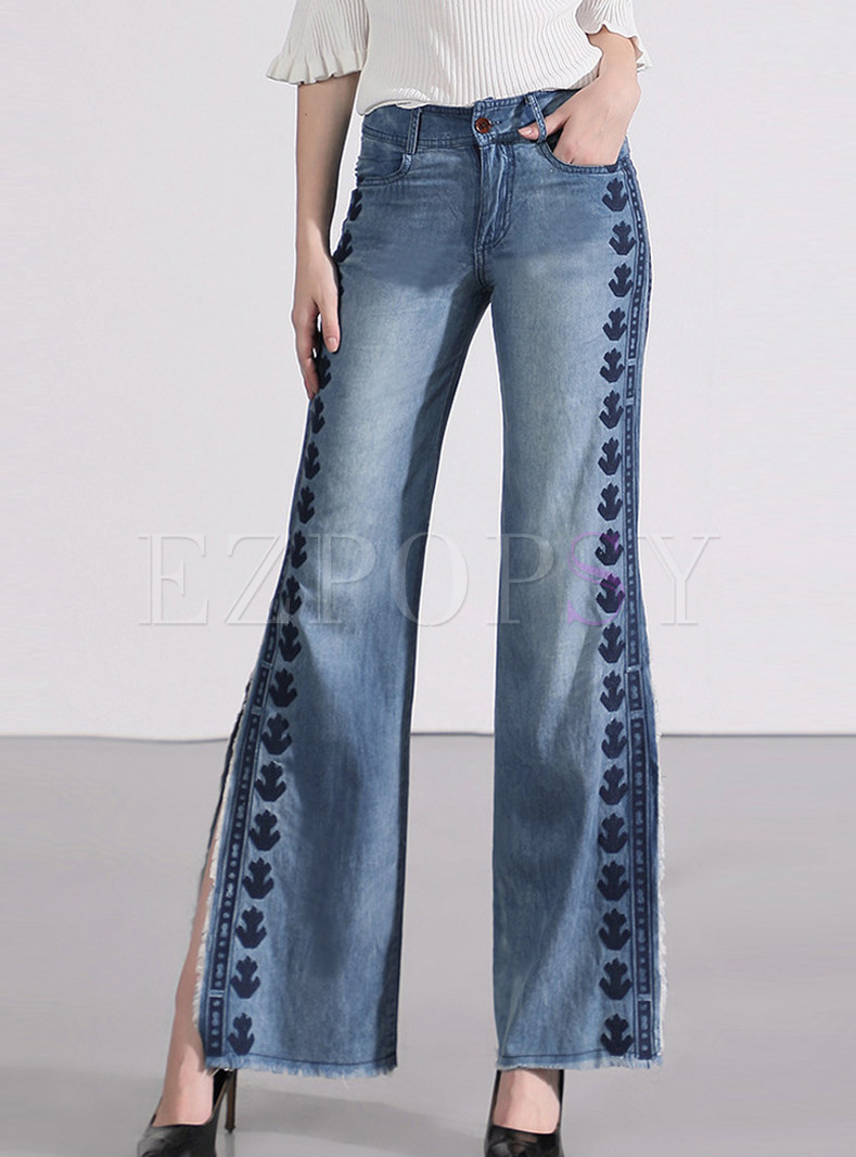slit flare jeans