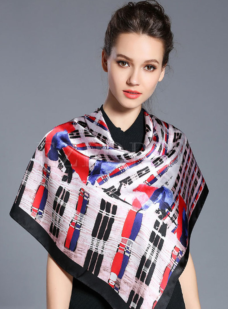Hit Color Print Silky Scarf
