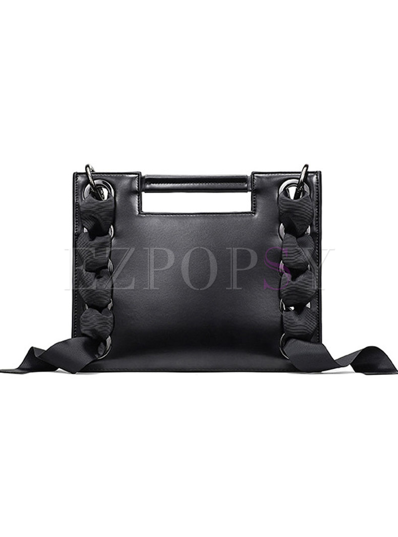 Fashion Black Genuine Leather Open-top Top Handle & Crossbody Bag