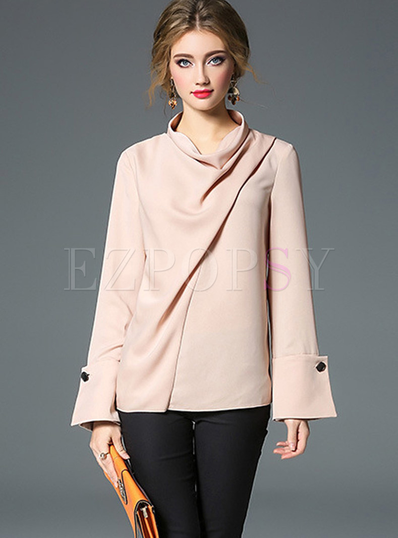 Chic Pile Collar Loose Pullover Blouse
