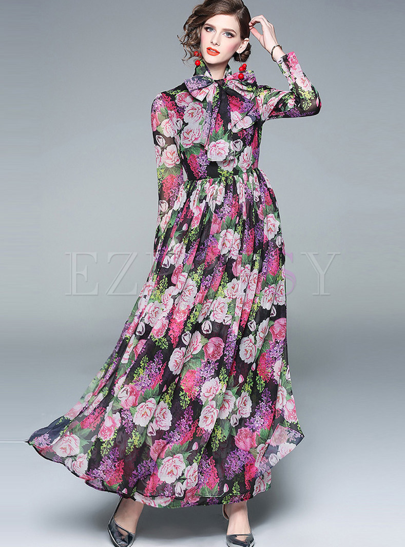 bohemian long sleeve maxi dress
