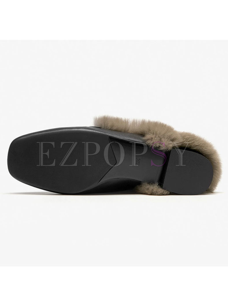 flat fur slippers