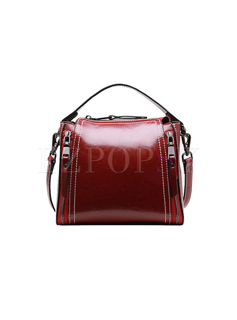 Stylish Wine Red All-matched Top Handle & Crossbody Bag