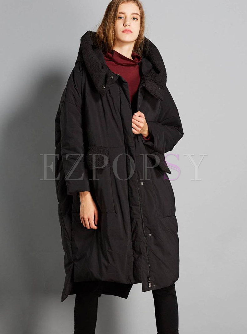Hooded Asymmetric Long Puffer Coat