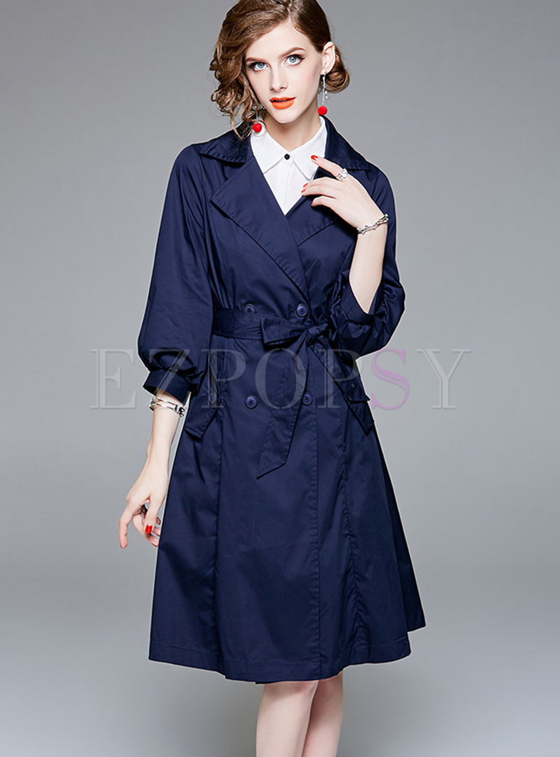 Fashion Turn-down Collar Single-breasted Trench Coat