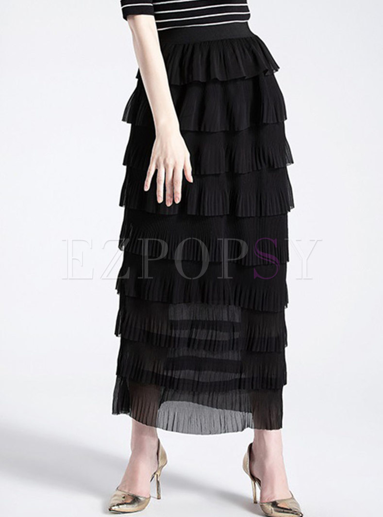Trendy Elastic Waist Layered Skirt