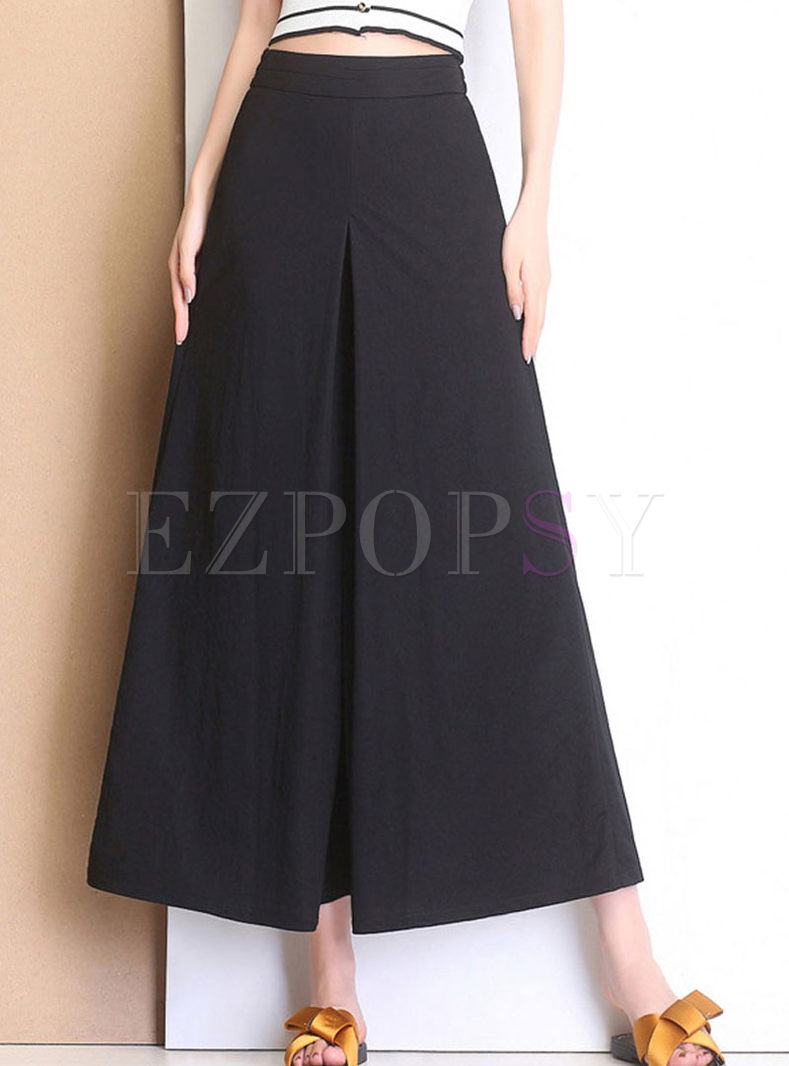 Casual Solid Color Wide Leg Flare Pants