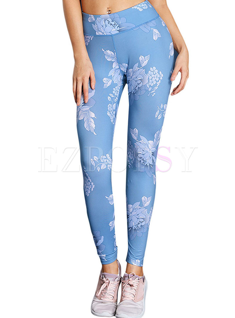 Activewear | Bottoms | Fashion Blue Print Sheath Yoga Pants