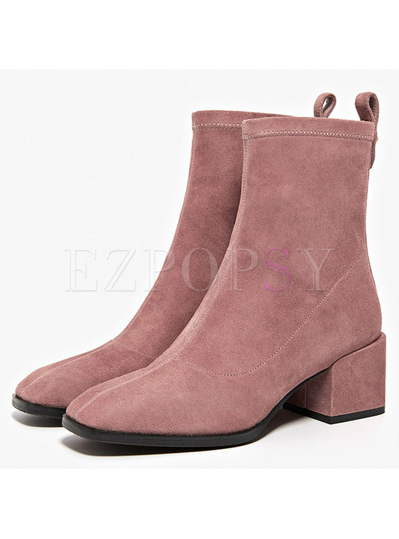 Women Daily Chunky Heel Elastic Ankle Boots
