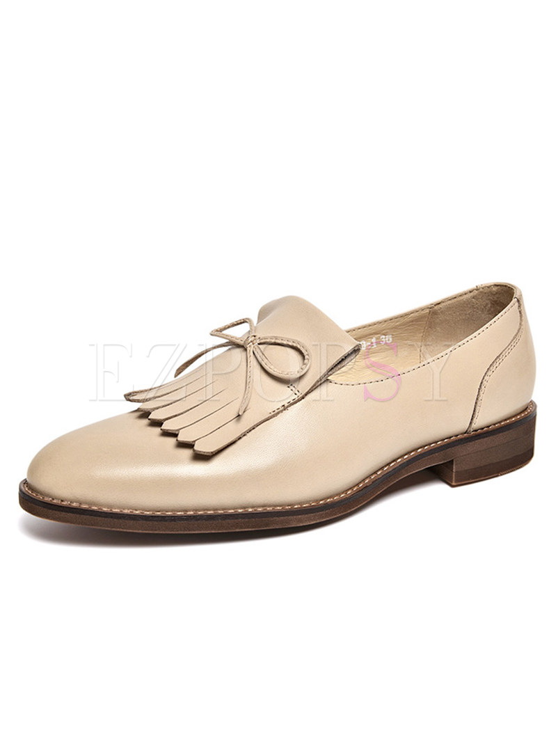 Retro Spring/fall Bowknot Tassel Casual Loafers