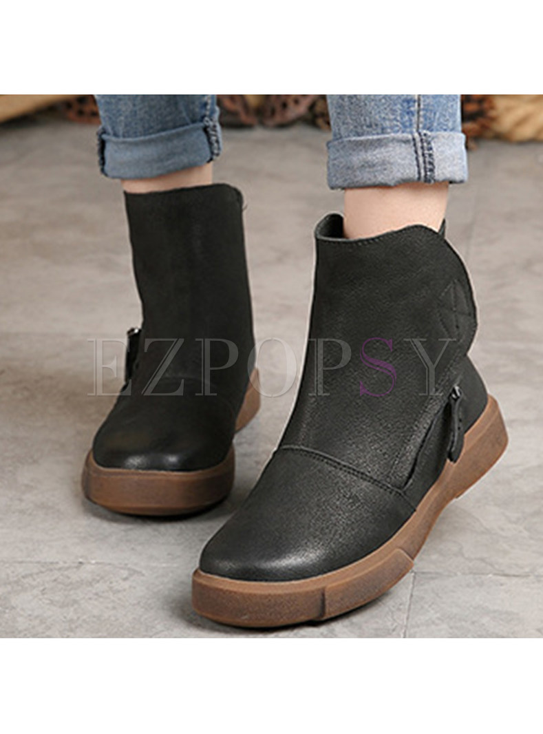 Casual Genuine Leather Warm Daily Ankle Boots