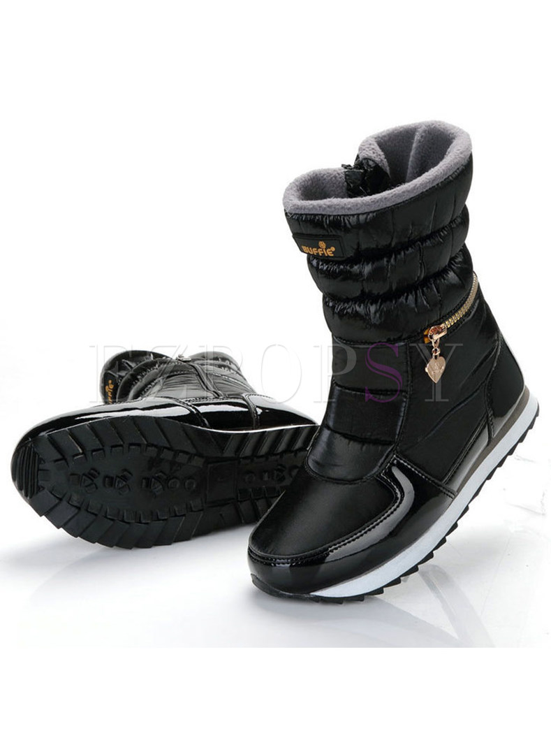 Women Winter Color-blocked Flat Heel Warm Snow Boots
