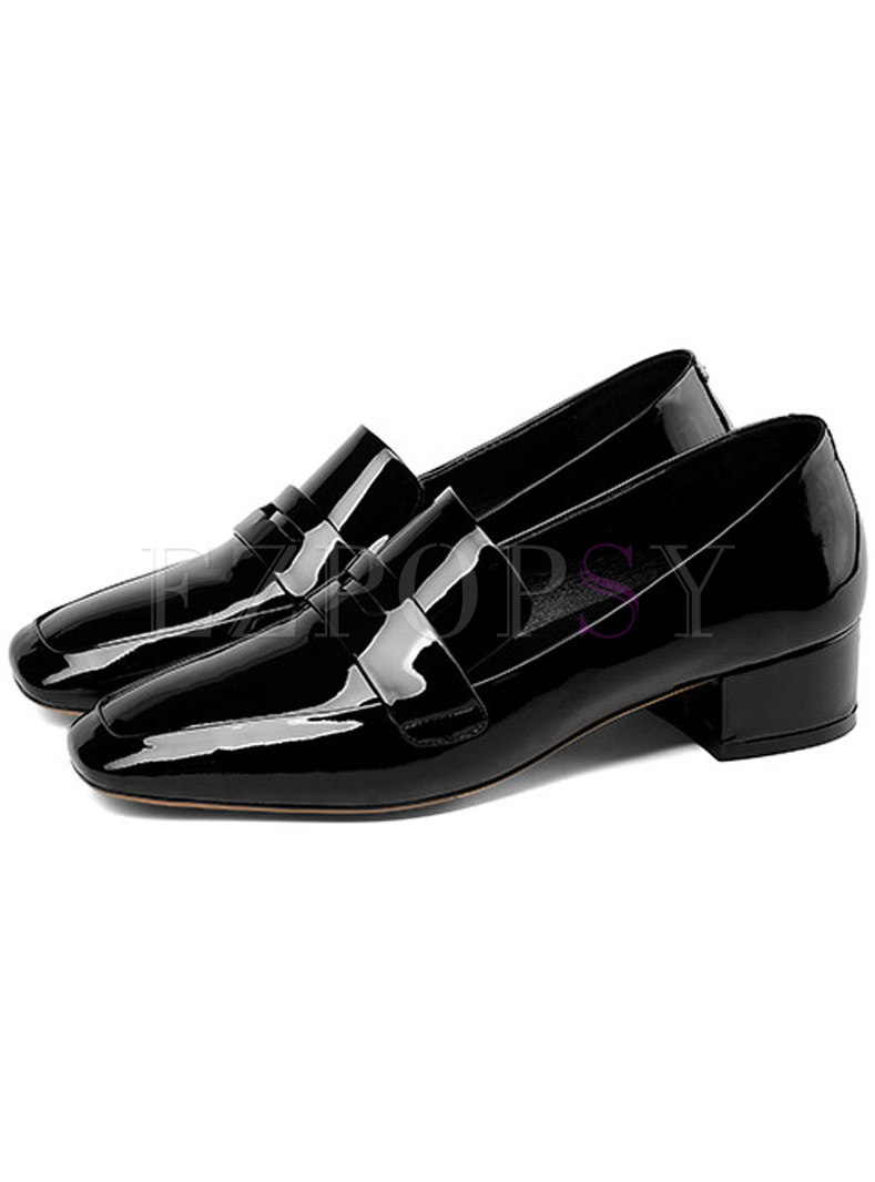 Casual Solid Color Patent Leather Shoes