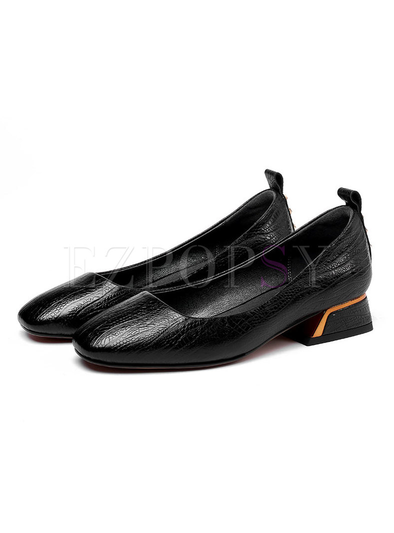 Brief Round Toe Genuine Leather Daily Shoes