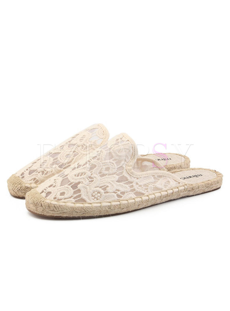 white lace slippers