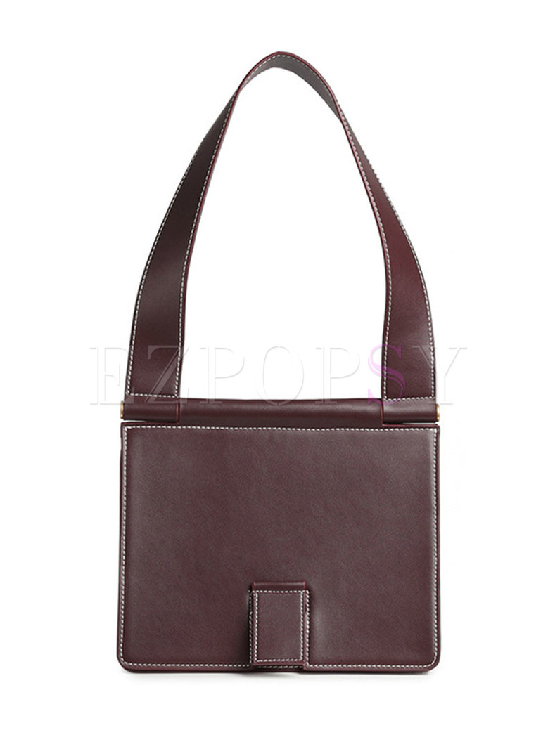 Vintage Leather Clasp Lock Shoulder Bag