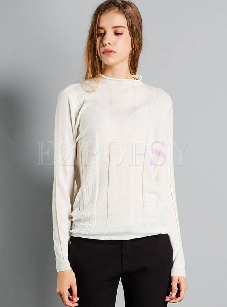 Solid Color Pullover Slim Sweater