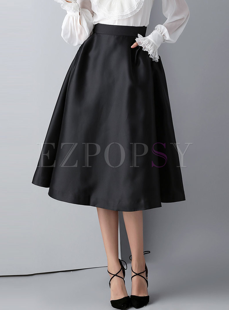 Vintage Black All-matched A Line Skirt