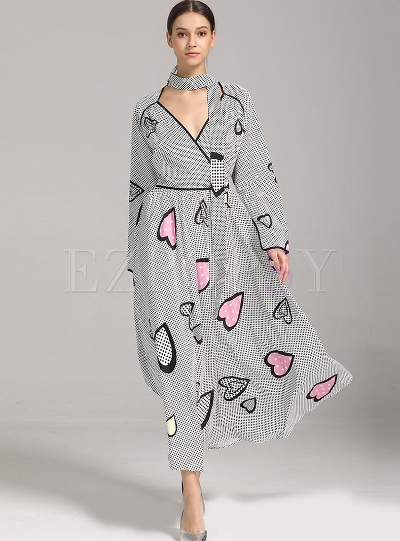 heart print maxi dress