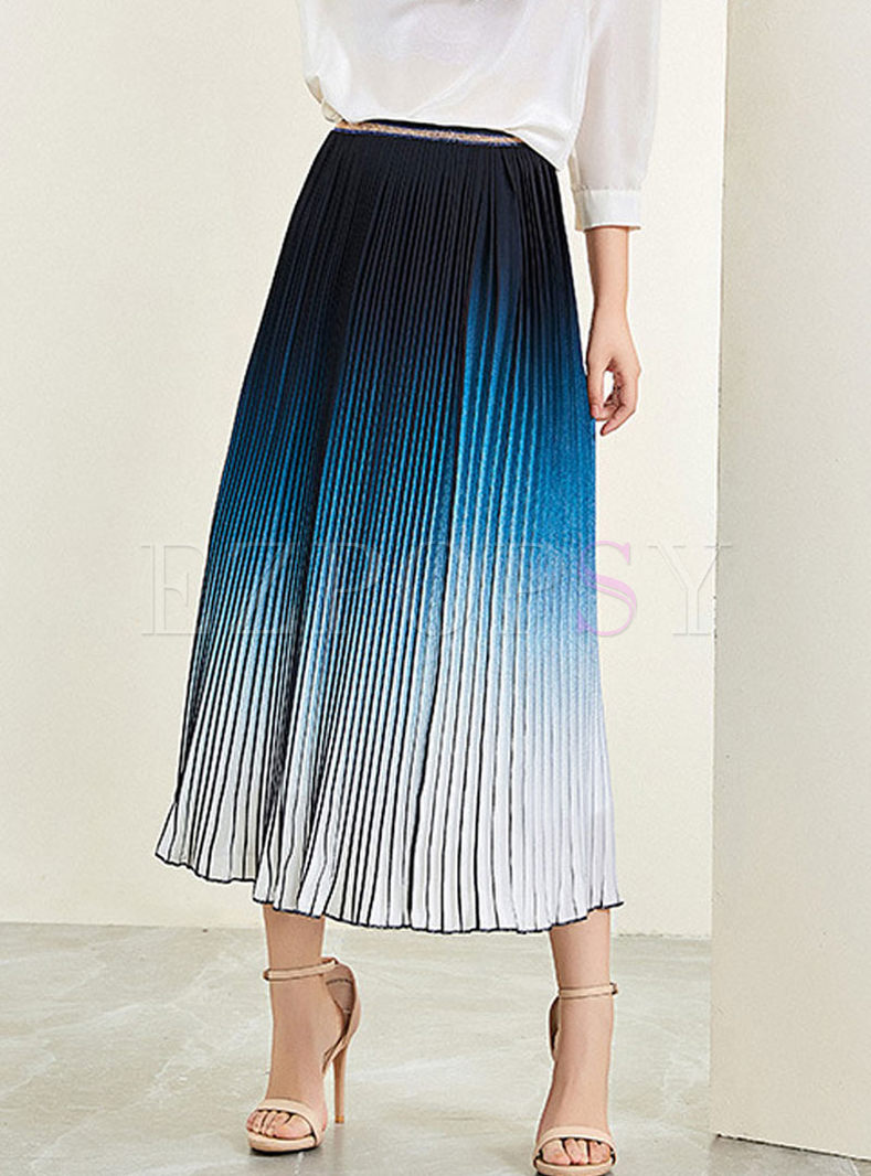 Skirts | Skirts | Fashion Gradient Color Pleated Maxi Skirt