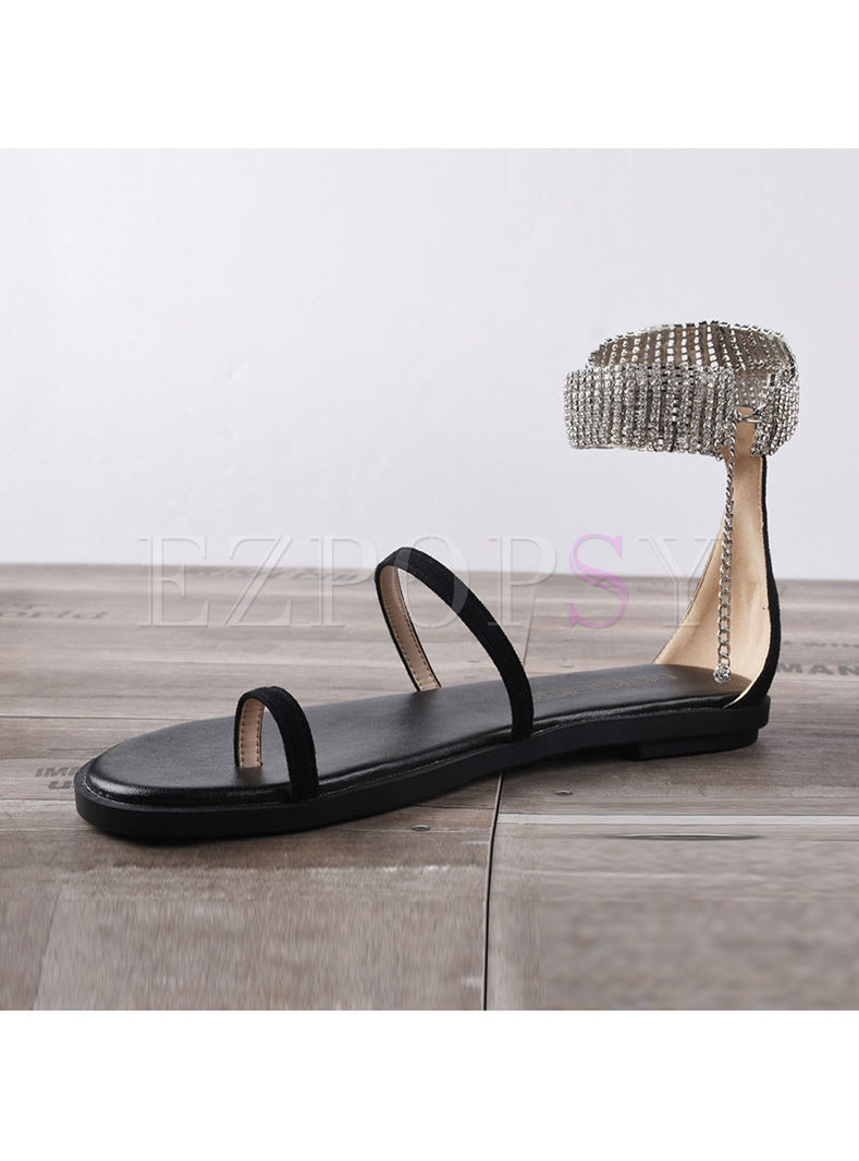 Trendy Easy-matching Flat Diamond Sandals