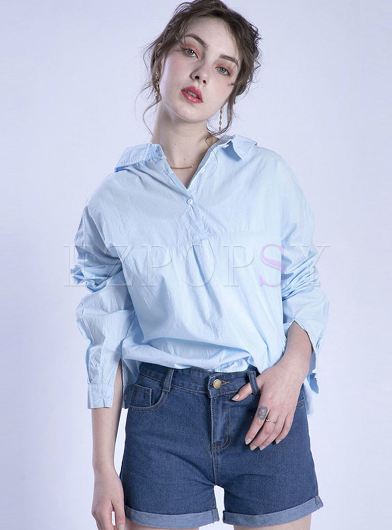 Casual Lapel Single-breasted Cotton Blouse