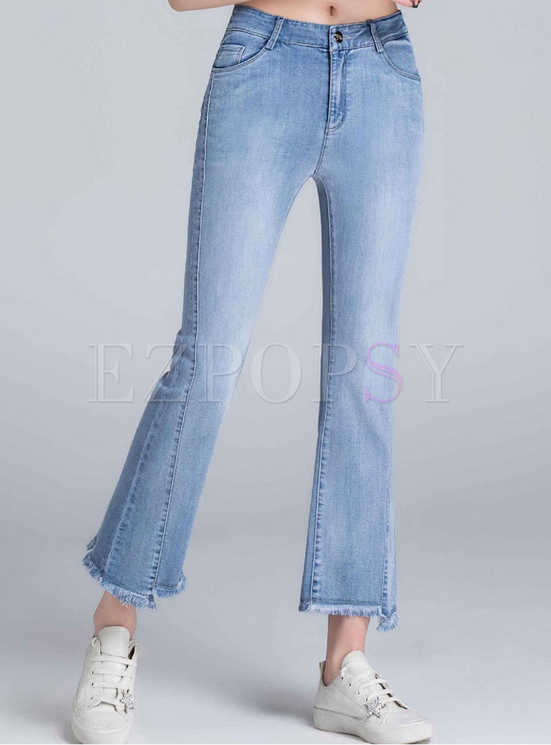 Fashion Rough selvage Slim Flare Jeans