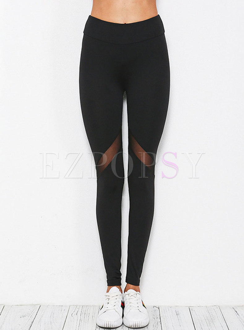 Sexy See-though Splicing Comfortable Yoga Pants
