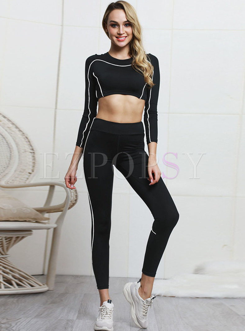 Casual Black Breathable Tight Yoga Tracksuit