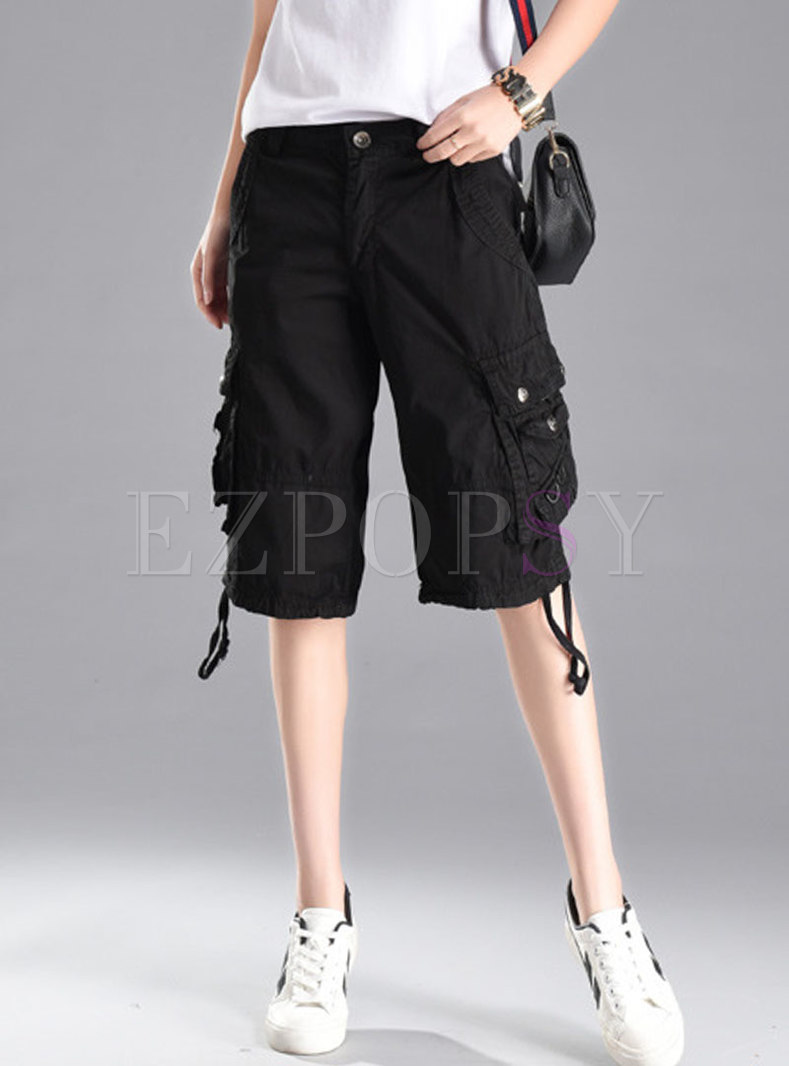 Loose Casual Black All-matched Cargo Pants