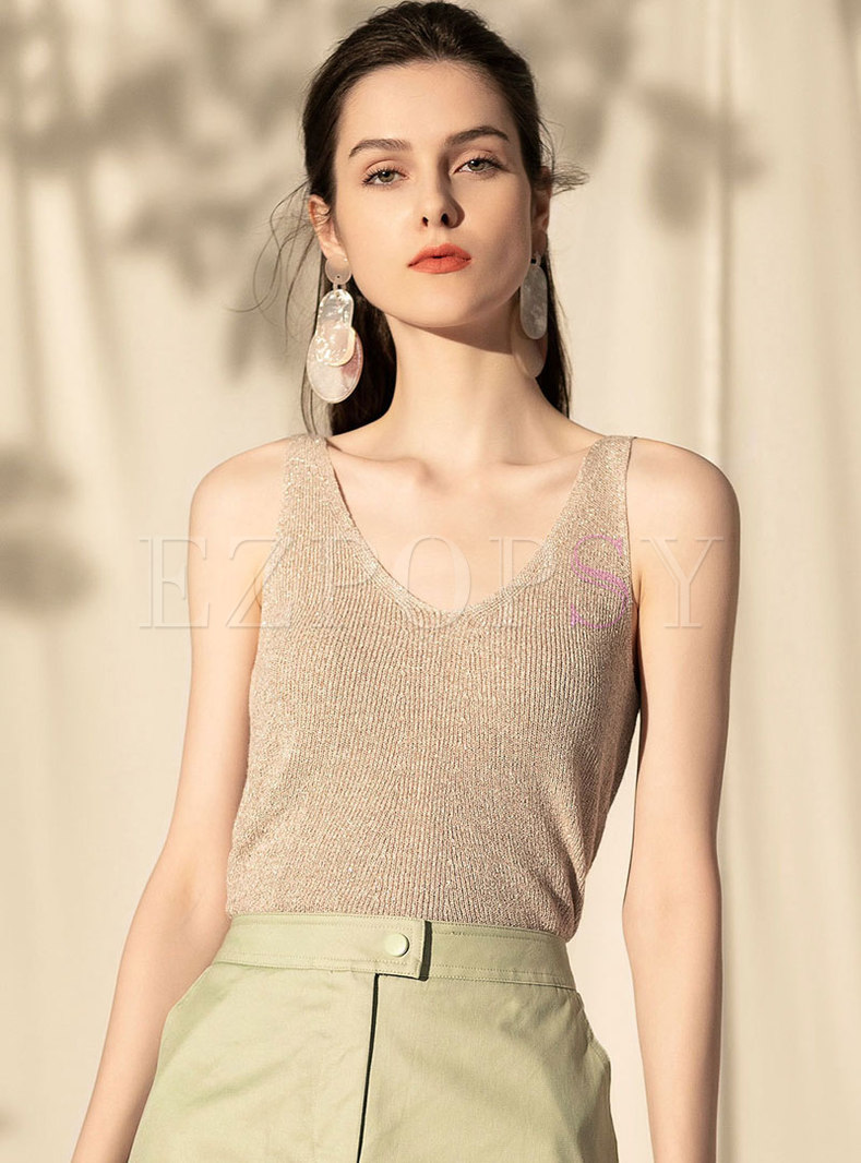 Solid Color Summer All-matched Linen Cami
