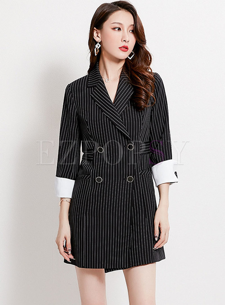 Striped Double Breasted Work Blazer