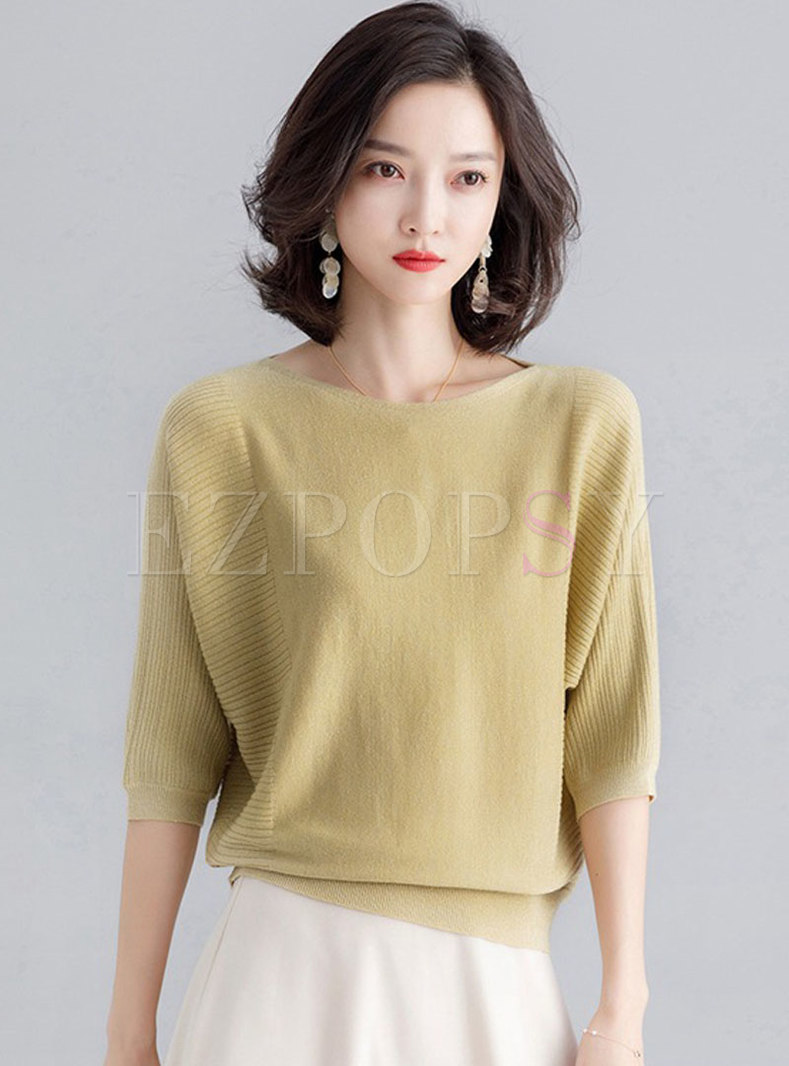 Tops | Sweaters | Brief Pure Color O-neck Loose Sweater