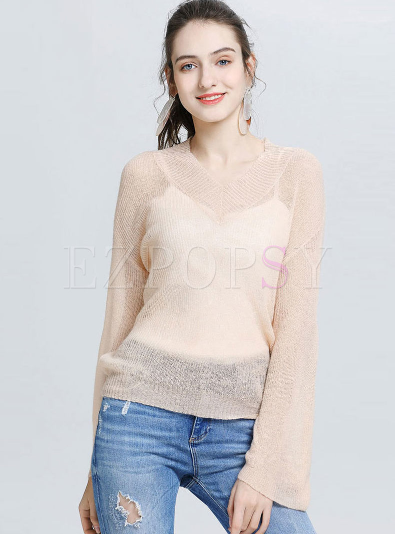V-neck Perspective Pullover Sweater